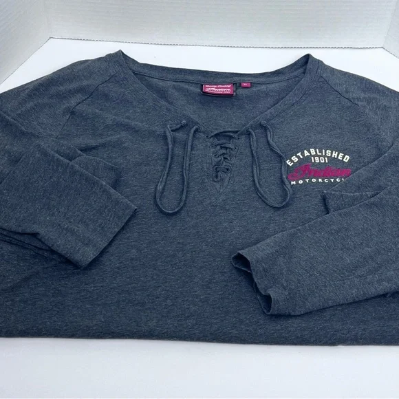 Indian Motorcycles Women's 100% Cotton Tie-Front Long Sleeve Top Size XL; Biker - Picture 6 of 13